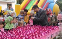 Every child received a set of sweets and cotton candies