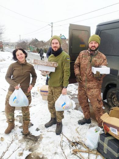 Food, first aid kits, and sleeping bags as humanitarian cargo for Bakhmut 